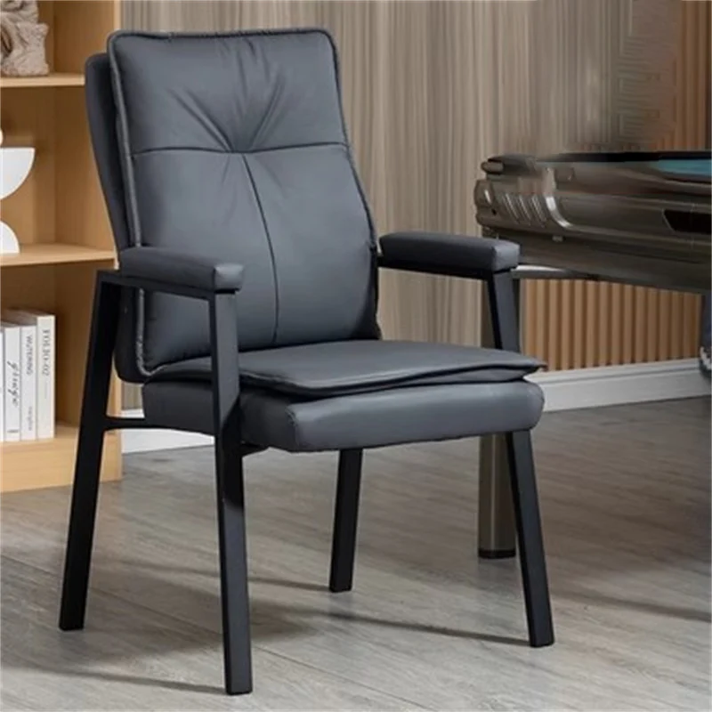 Modern Simplicity Faux Leather Carbon Steel Sponge Cotton Square Desk Chair Backrest Armrest For Study