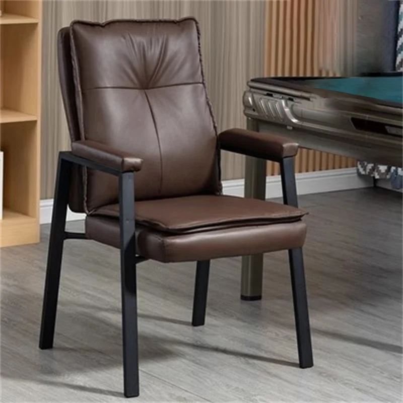 Modern Simplicity Faux Leather Carbon Steel Sponge Cotton Square Desk Chair Backrest Armrest For Study