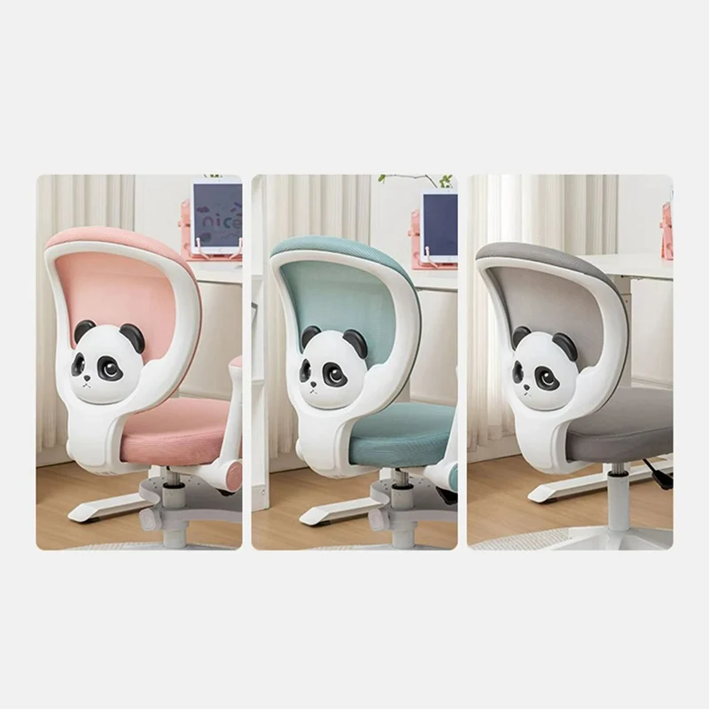 Contemporary Creative Kids Panda Square Mesh PP Nylon Hardware Latex Liftable Swivel Desk Chair Backrest Armrest Footrest For Study