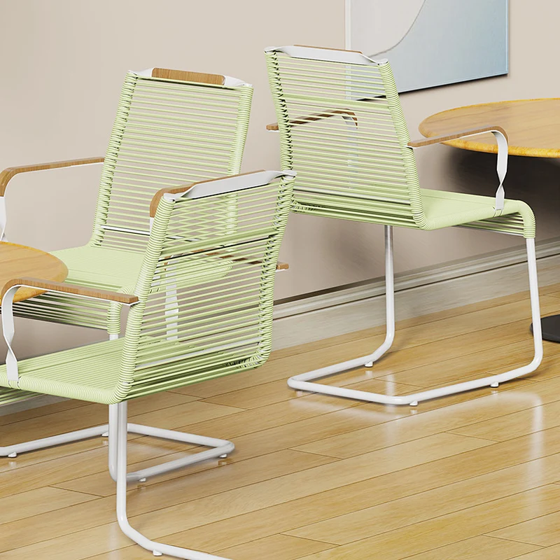 Modern Minimalist PP & Iron Striped Outdoor Lounge Chair With Backrest And Armrests For Garden Or Patio