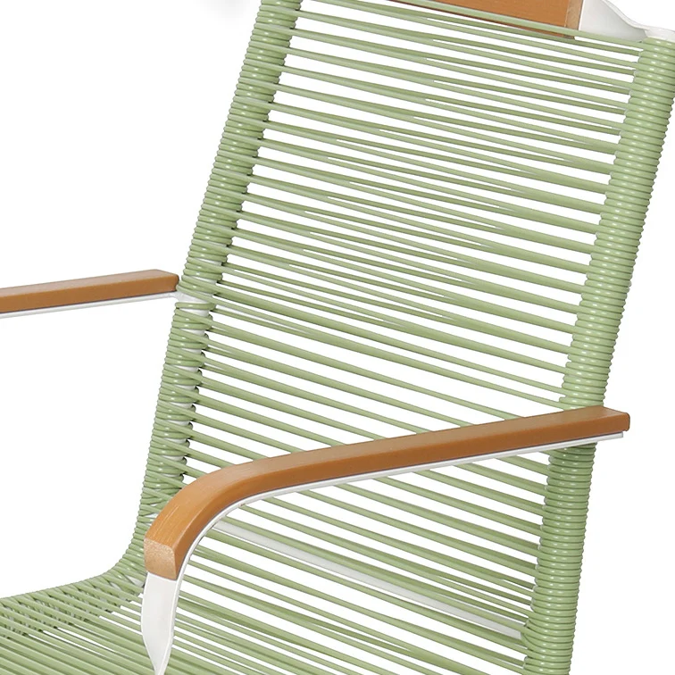 Modern Minimalist PP & Iron Striped Outdoor Lounge Chair With Backrest And Armrests For Garden Or Patio