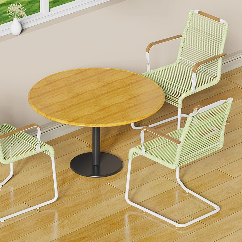 Modern Minimalist PP & Iron Striped Outdoor Lounge Chair With Backrest And Armrests For Garden Or Patio