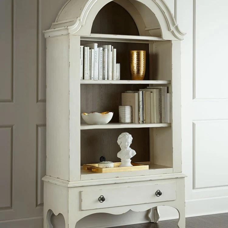 Modern Shabby Chic Ash Wood Solid Wood Multi-layer Board Arched Rectangular Storage Shelf 4-Tier For Living Room, Bedroom, Study