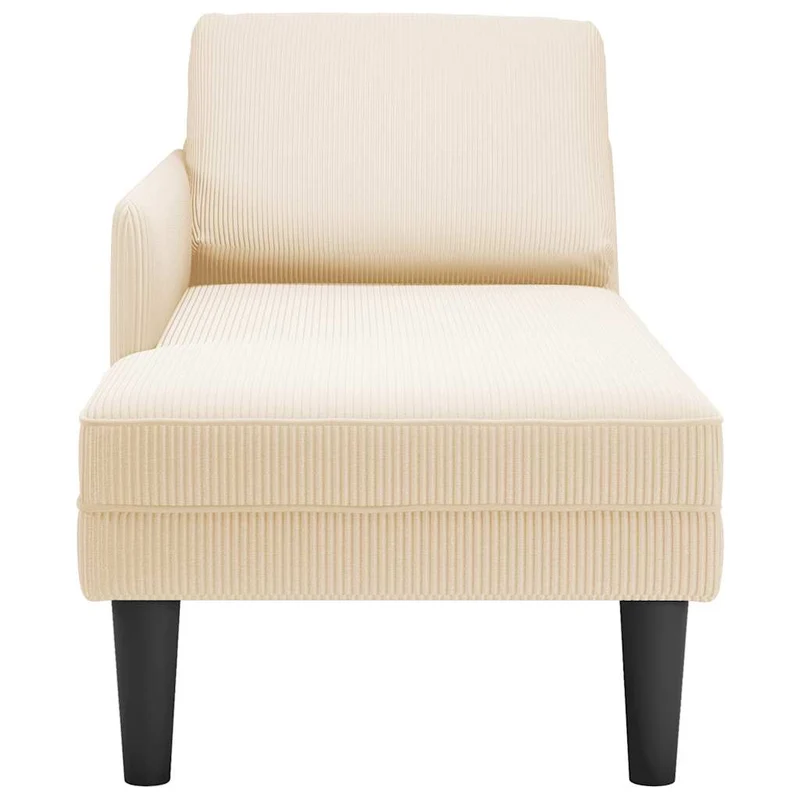 Chaise lounge com almofada tecido corduroy creme