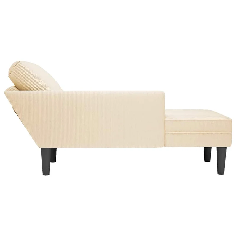 Chaise lounge com almofada tecido corduroy creme