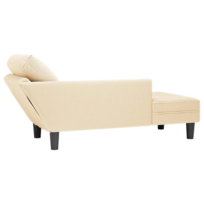 Chaise lounge com almofada tecido corduroy creme
