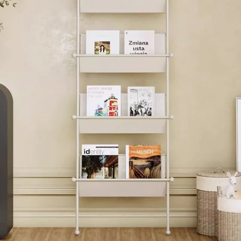 Contemporary Industrial Oval Iron Floor-Standing Bookshelf 4-Tier For Study