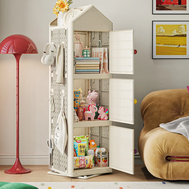Modern Minimalist Movable Rotatable Square Plastic Foldable Storage Cabinet 2/3/4-Cabinet For Living Room