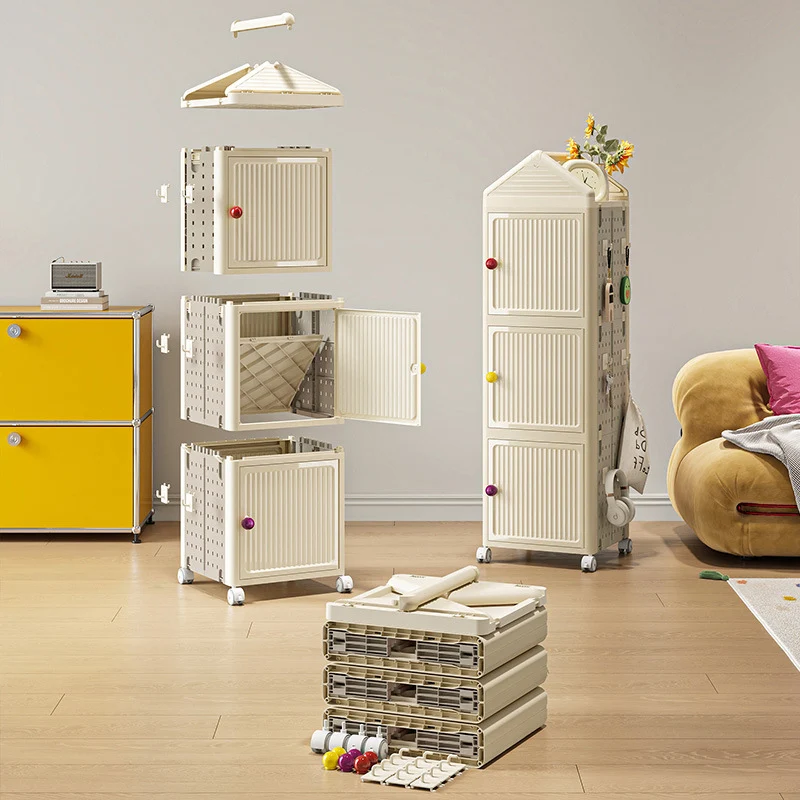 Modern Minimalist Movable Rotatable Square Plastic Foldable Storage Cabinet 2/3/4-Cabinet For Living Room