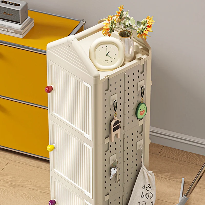 Modern Minimalist Movable Rotatable Square Plastic Foldable Storage Cabinet 2/3/4-Cabinet For Living Room