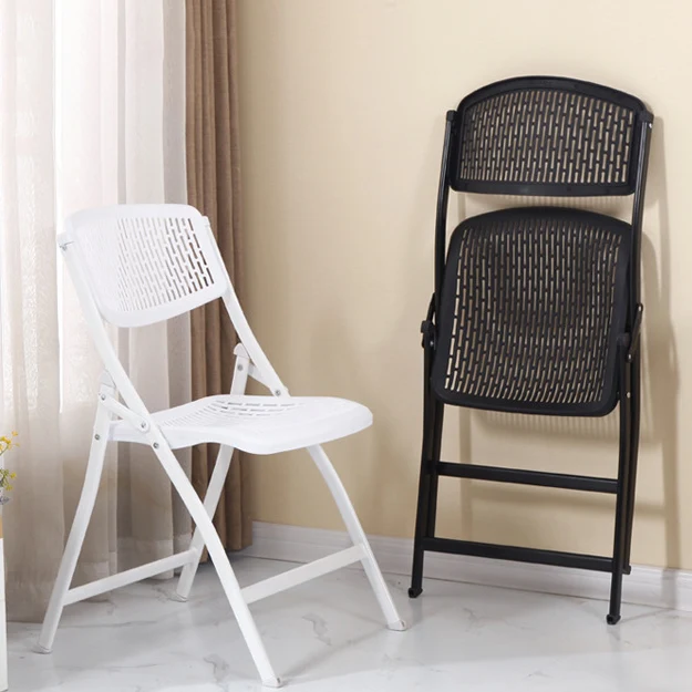 Modern Minimalist Plastic Iron Square Foldable Desk Chair With Backrest For Home Office And Study