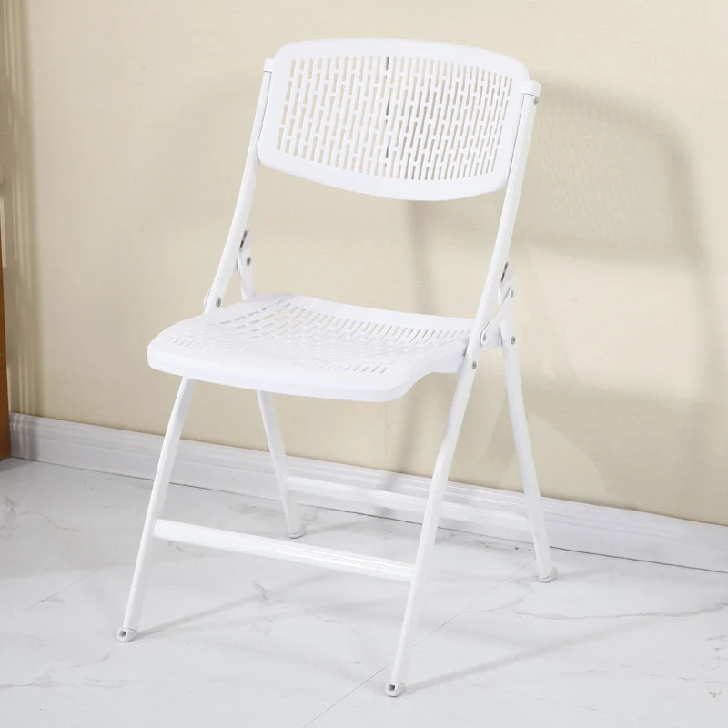 Modern Minimalist Plastic Iron Square Foldable Desk Chair With Backrest For Home Office And Study