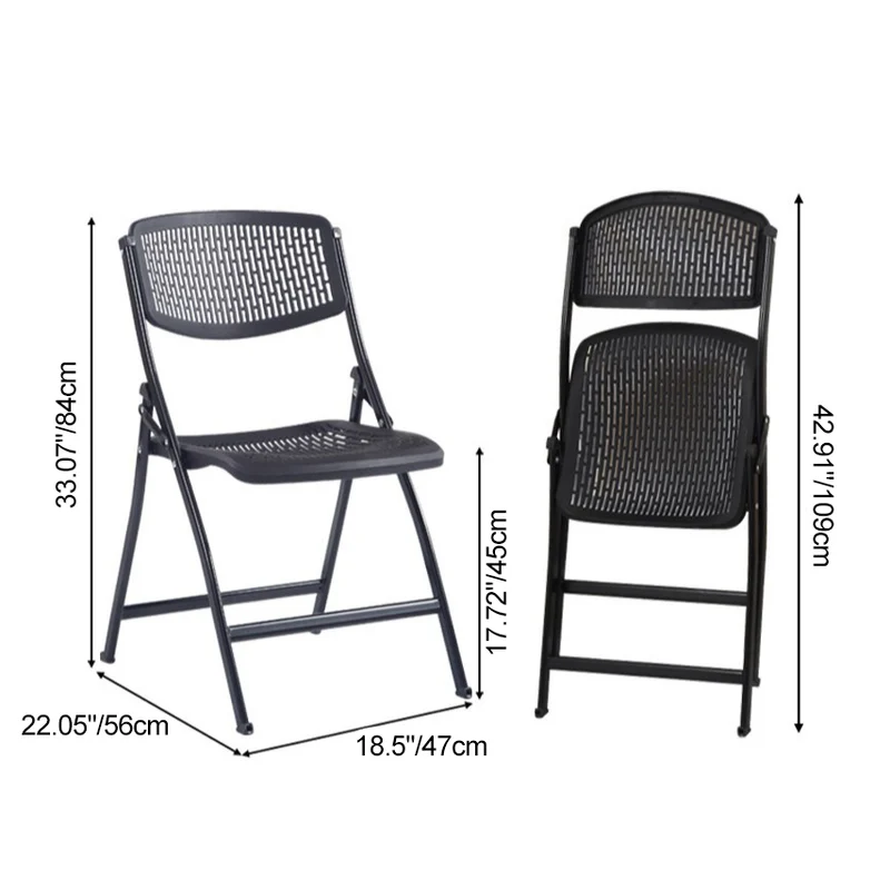Modern Minimalist Plastic Iron Square Foldable Desk Chair With Backrest For Home Office And Study