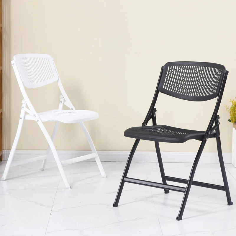 Modern Minimalist Plastic Iron Square Foldable Desk Chair With Backrest For Home Office And Study