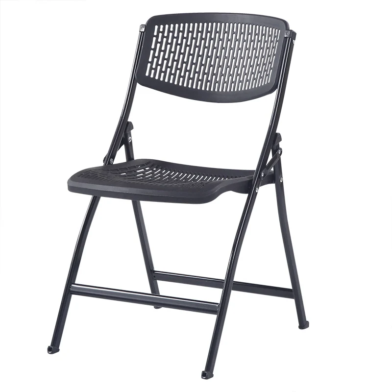 Modern Minimalist Plastic Iron Square Foldable Desk Chair With Backrest For Home Office And Study