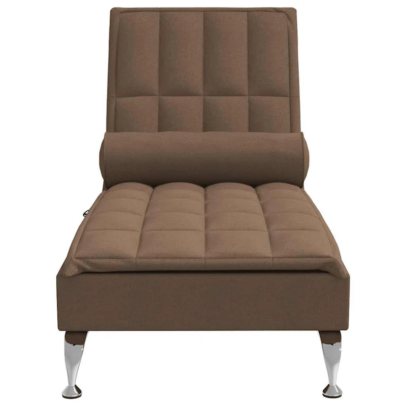 Chaise lounge de massagem com rolo tecido castanho