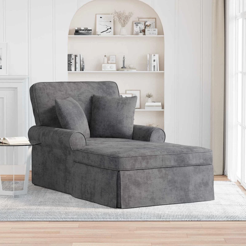 Chaise Lounge com Saia Cinzento-Escuro 157 x 91 x 91 cm ARES