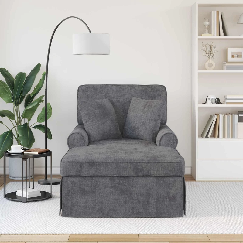 Chaise Lounge com Saia Cinzento-Escuro 157 x 91 x 91 cm ARES