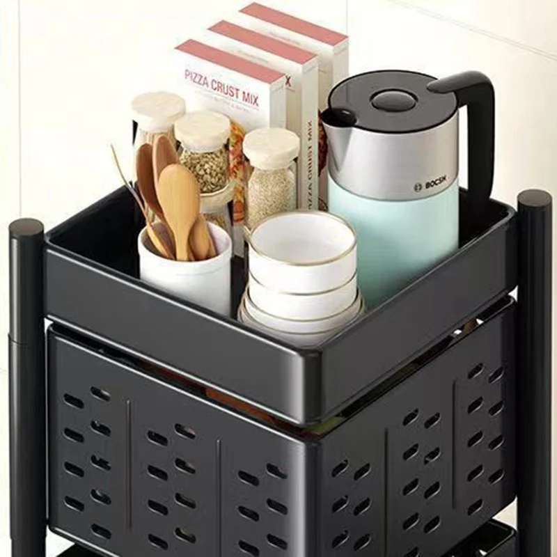 Modern Minimalist Carbon Steel Movable Square Hollow Storage Shelf 3/4/5-Shelves For Living Room