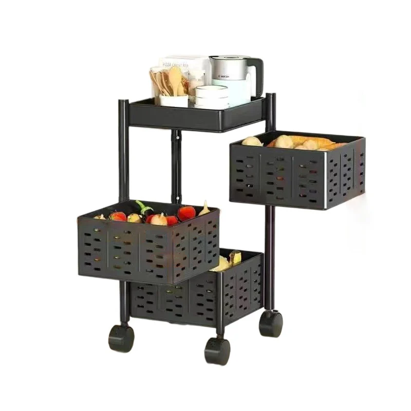 Modern Minimalist Carbon Steel Movable Square Hollow Storage Shelf 3/4/5-Shelves For Living Room