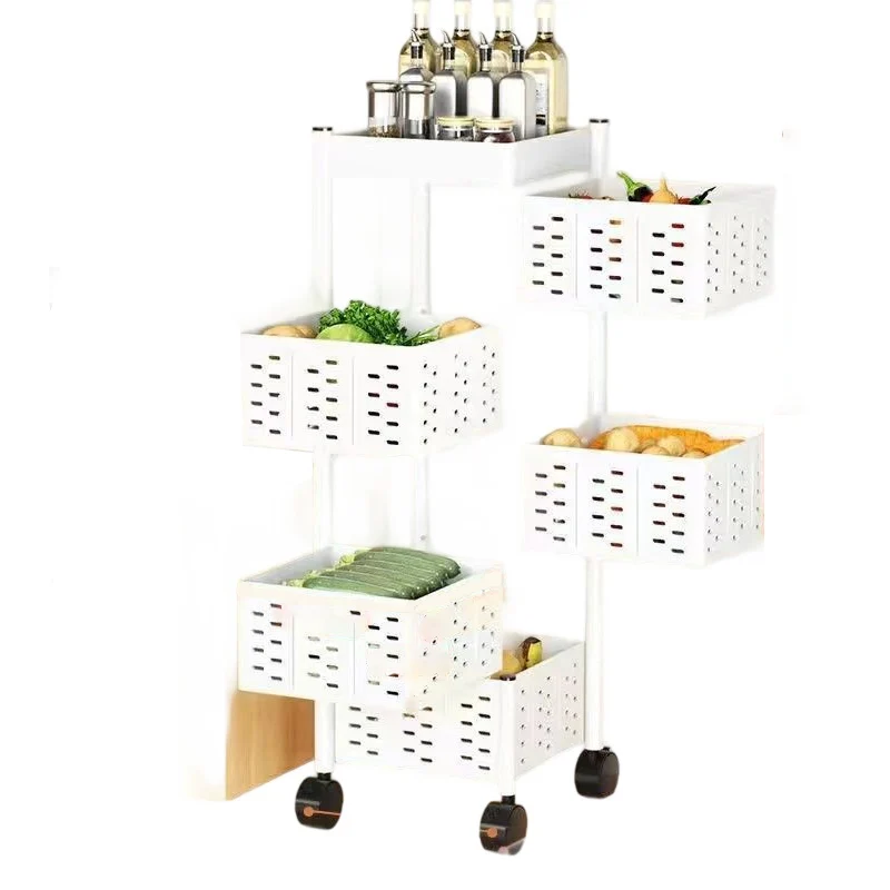 Modern Minimalist Carbon Steel Movable Square Hollow Storage Shelf 3/4/5-Shelves For Living Room