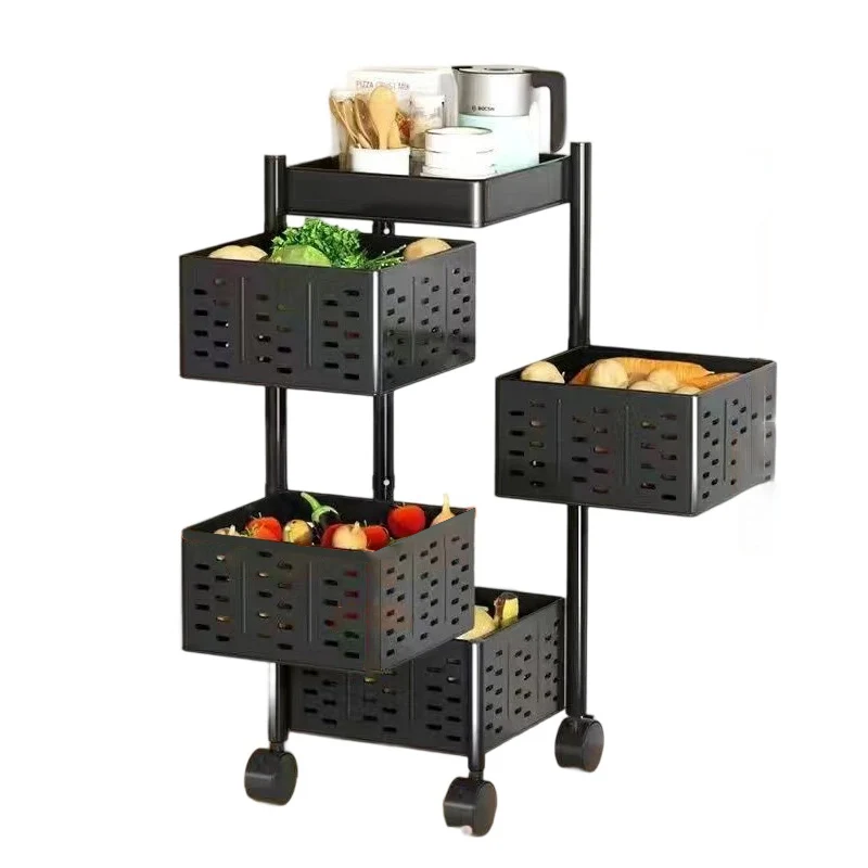 Modern Minimalist Carbon Steel Movable Square Hollow Storage Shelf 3/4/5-Shelves For Living Room