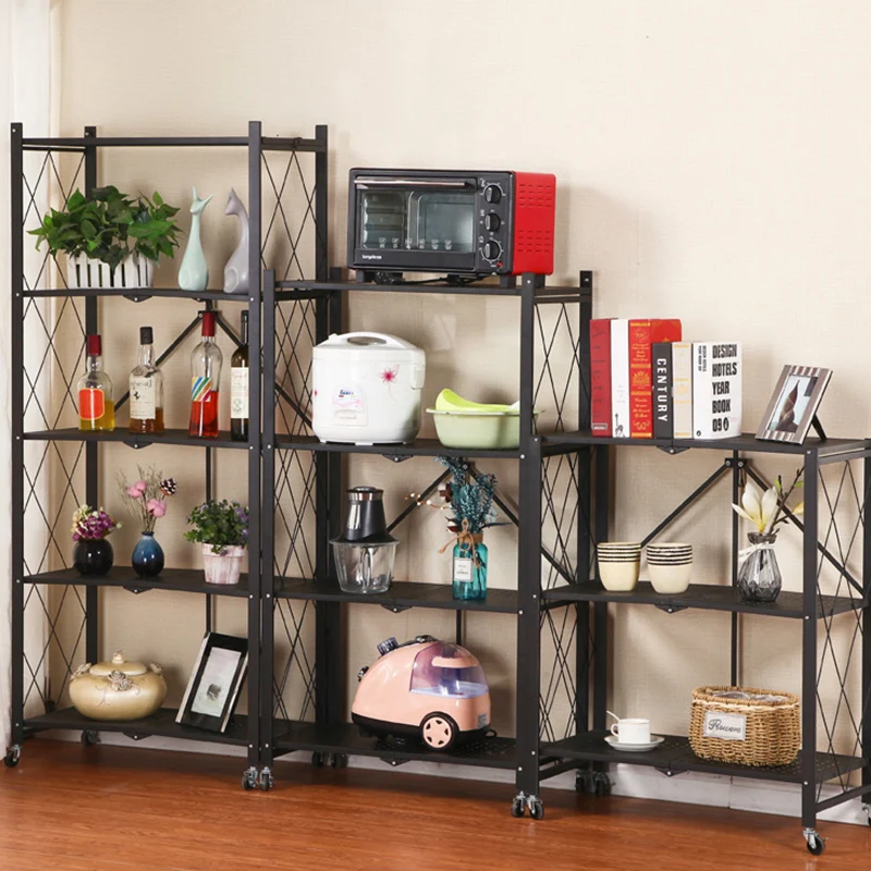 Modern Minimalist Steel Movable Rectangular Storage Shelf 3/4/5-Shelves For Living Room