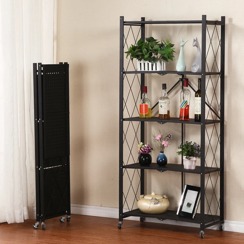 Modern Minimalist Steel Movable Rectangular Storage Shelf 3/4/5-Shelves For Living Room