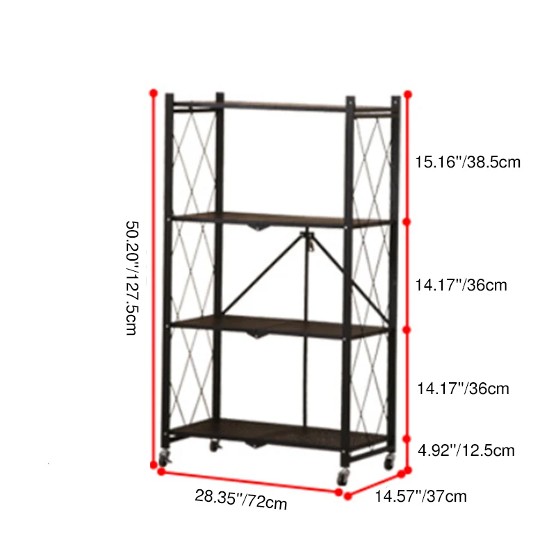 Modern Minimalist Steel Movable Rectangular Storage Shelf 3/4/5-Shelves For Living Room