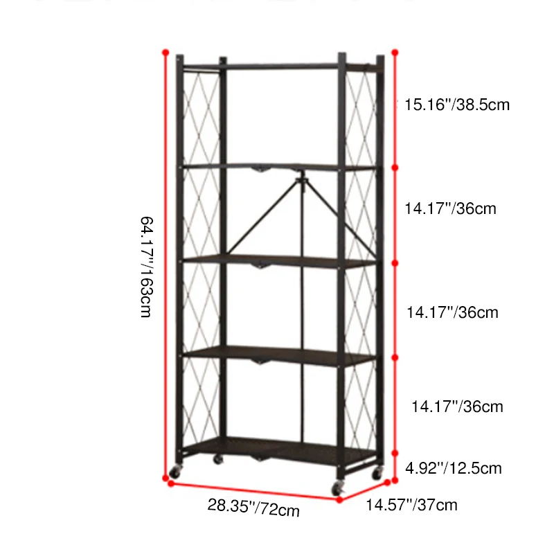 Modern Minimalist Steel Movable Rectangular Storage Shelf 3/4/5-Shelves For Living Room