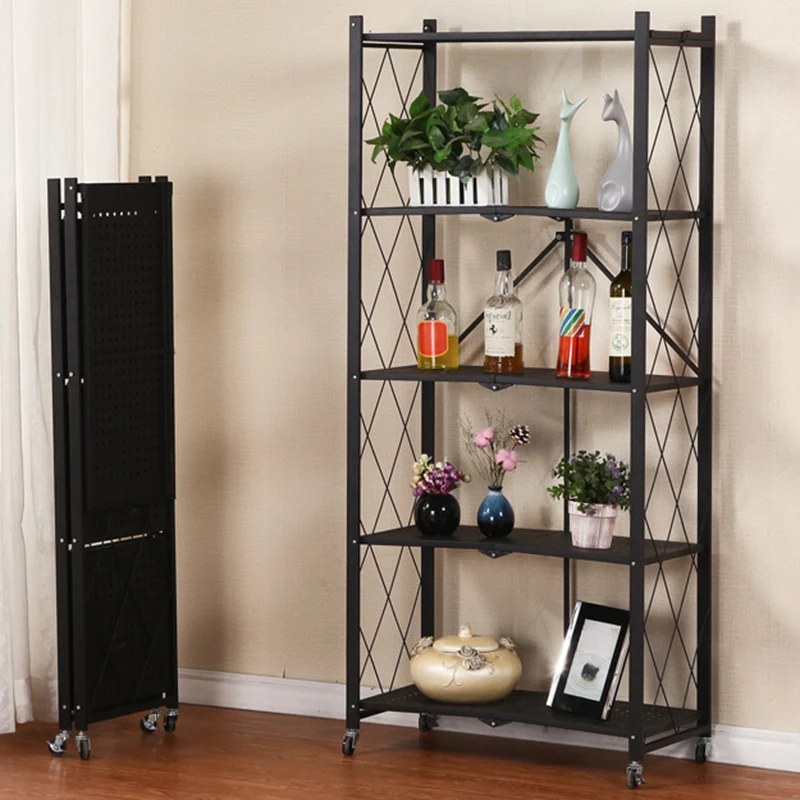 Modern Minimalist Steel Movable Rectangular Storage Shelf 3/4/5-Shelves For Living Room