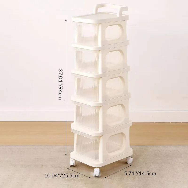 Contemporary Scandinavian Plastic Movable Striped Square Storage Cabinet 5-Cabinets For Living Room