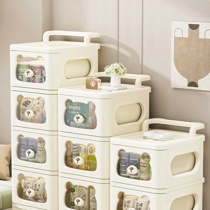 Contemporary Creative PP Movable Bear Square Storage Cabinet 2/3/4/5/6-Cabinets For Living Room
