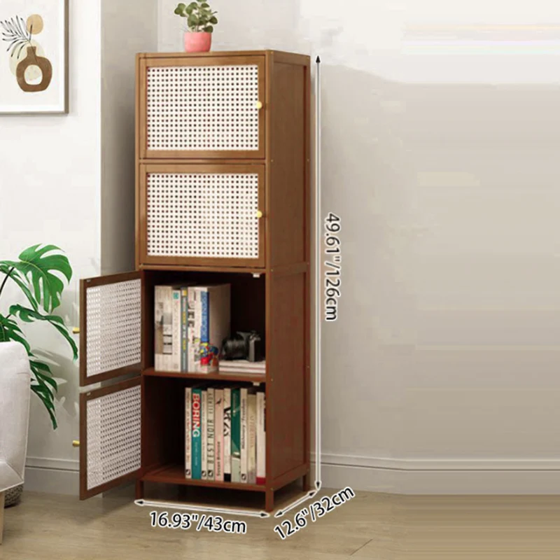 Contemporary Nordic Square Rectangular Nan Bamboo Fiberboard Storage Cabinet 2/3/4/5-Tier For Living Room