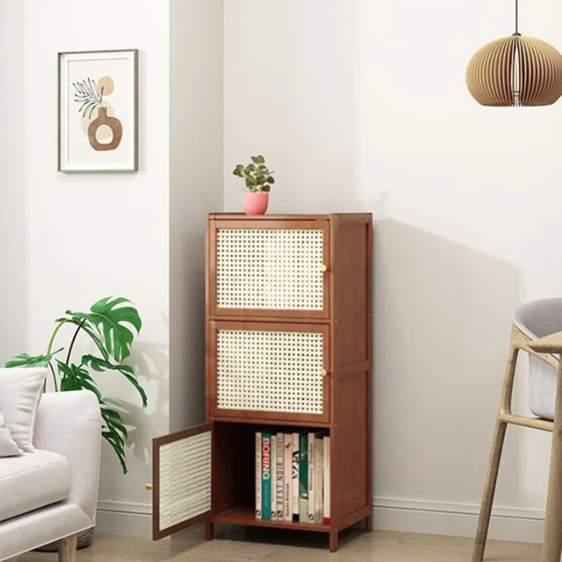 Contemporary Nordic Square Rectangular Nan Bamboo Fiberboard Storage Cabinet 2/3/4/5-Tier For Living Room