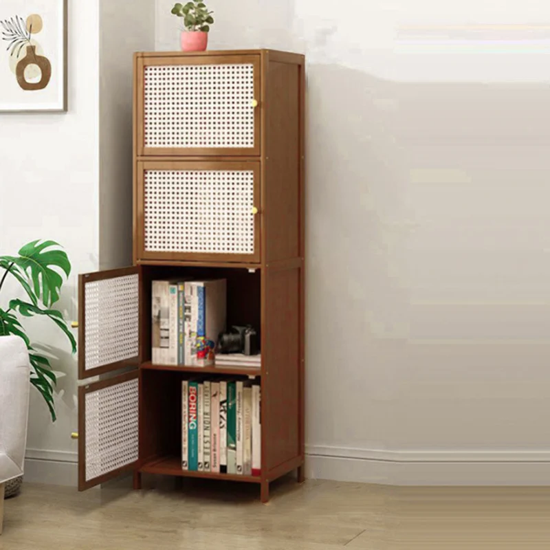 Contemporary Nordic Square Rectangular Nan Bamboo Fiberboard Storage Cabinet 2/3/4/5-Tier For Living Room