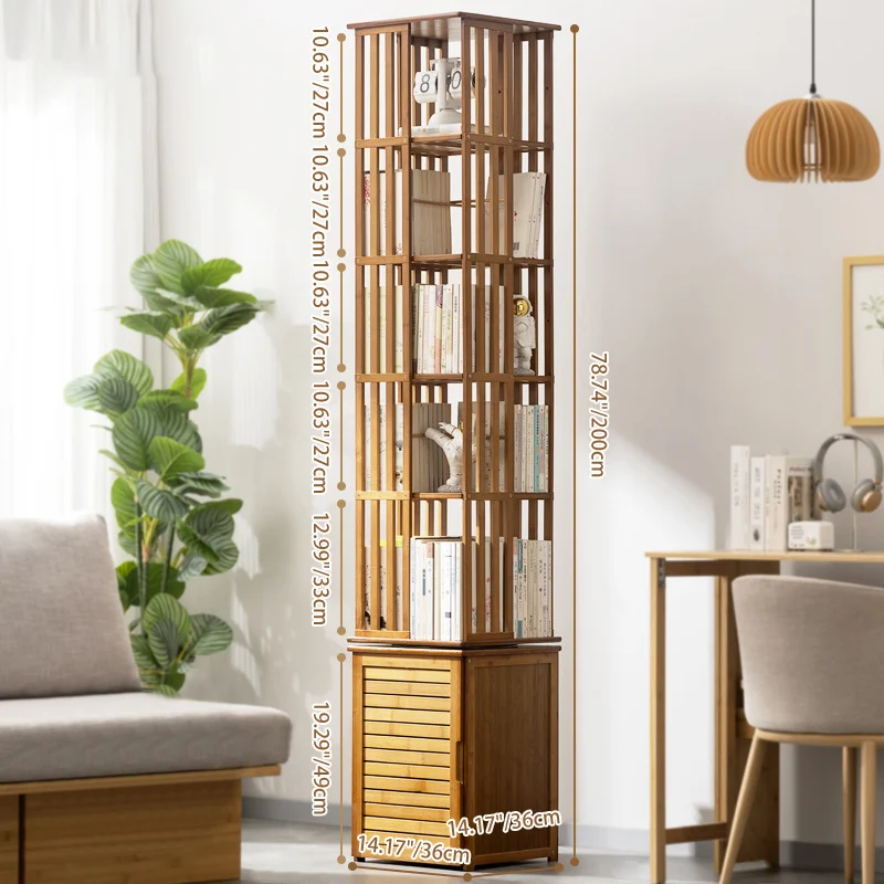 Modern Minimalist Rectangular Bamboo Medium Density Fiberboard Bookshelves 6/7-Tier For Home Office