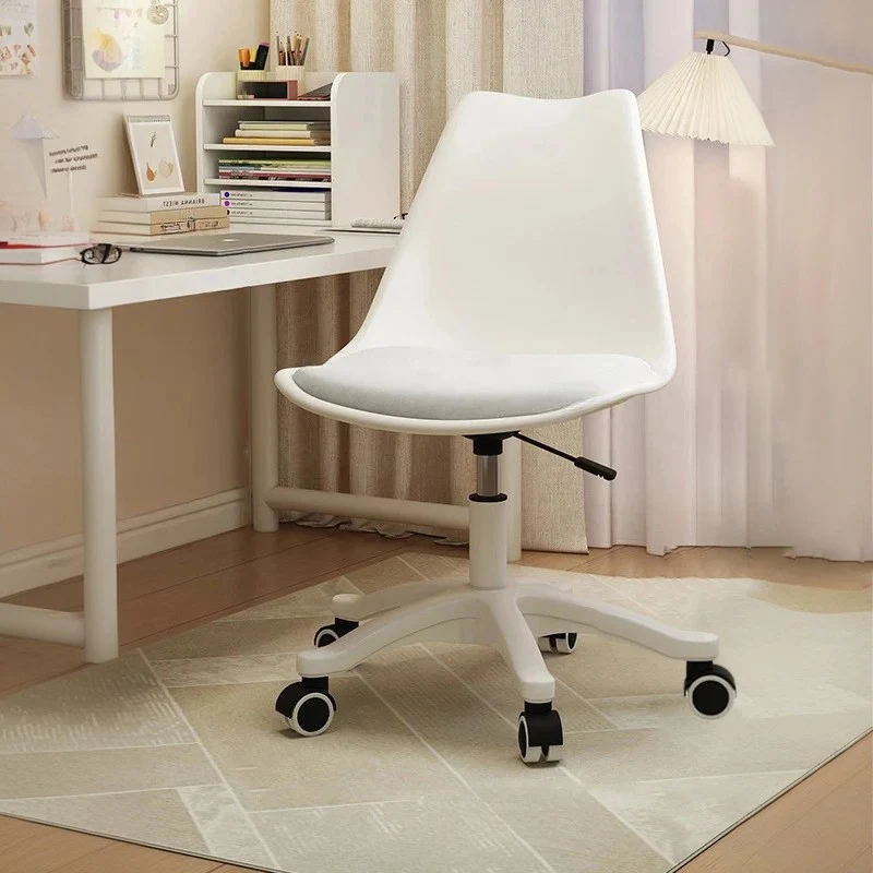 Contemporary Nordic Rectangular Plastic Carbon Steel Nylon Desk Chair Backrest Armless For Home Office