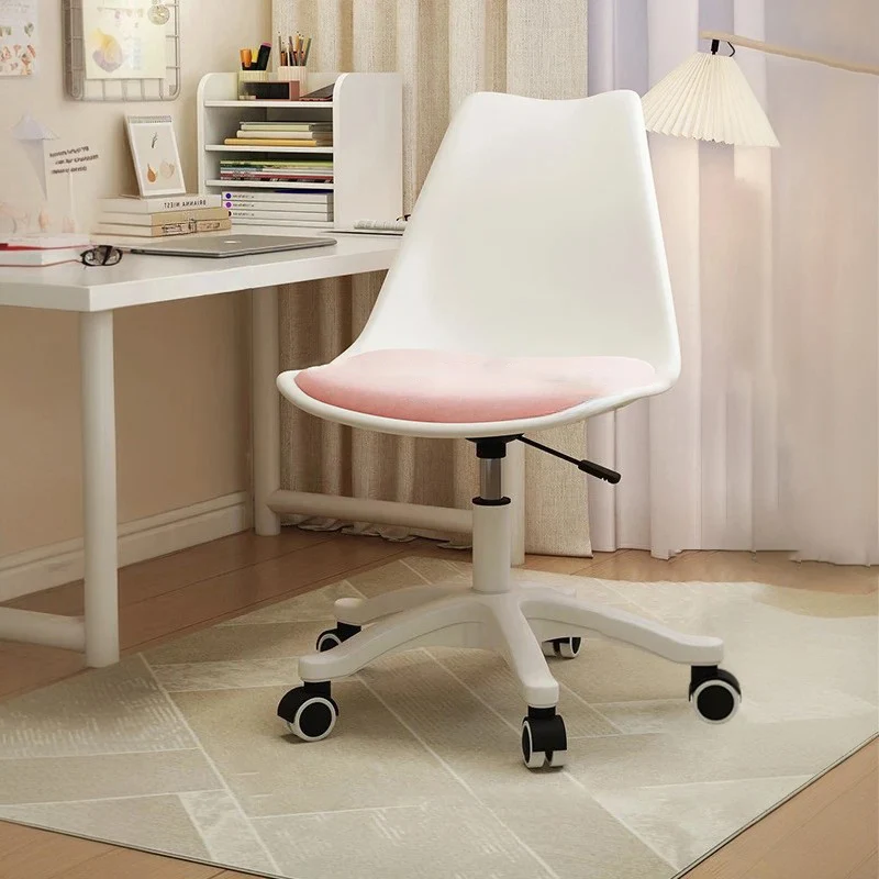 Contemporary Nordic Rectangular Plastic Carbon Steel Nylon Desk Chair Backrest Armless For Home Office