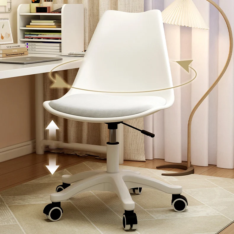 Contemporary Nordic Rectangular Plastic Carbon Steel Nylon Desk Chair Backrest Armless For Home Office