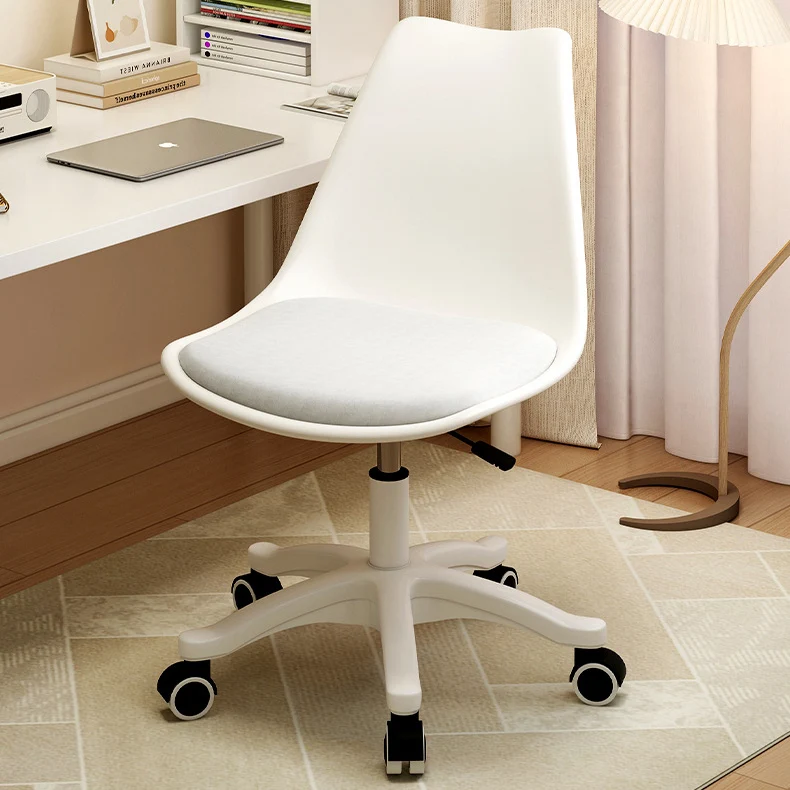 Contemporary Nordic Rectangular Plastic Carbon Steel Nylon Desk Chair Backrest Armless For Home Office