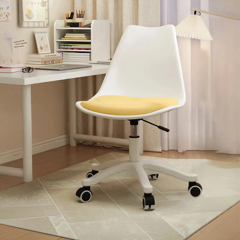 Contemporary Nordic Rectangular Plastic Carbon Steel Nylon Desk Chair Backrest Armless For Home Office
