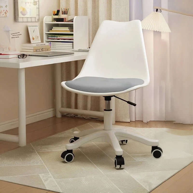 Contemporary Nordic Rectangular Plastic Carbon Steel Nylon Desk Chair Backrest Armless For Home Office