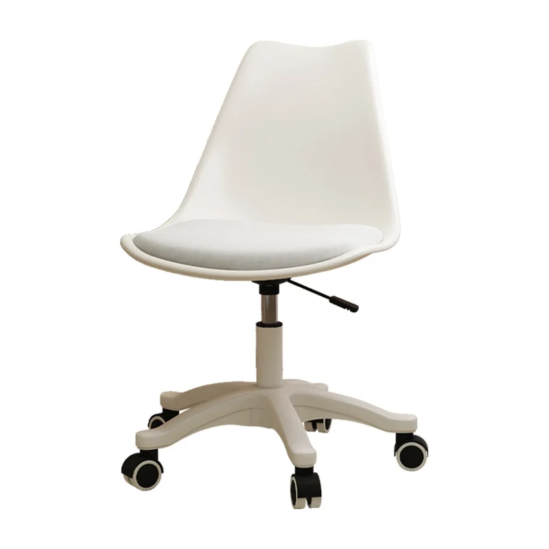 Contemporary Nordic Rectangular Plastic Carbon Steel Nylon Desk Chair Backrest Armless For Home Office