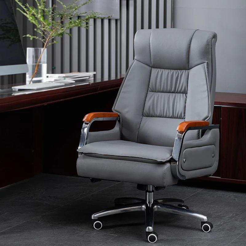 Contemporary Scandinavian Rectangular Aluminum Alloy Pine PU Leather Desk Chair Backrest Armrest Footrest For Home Office