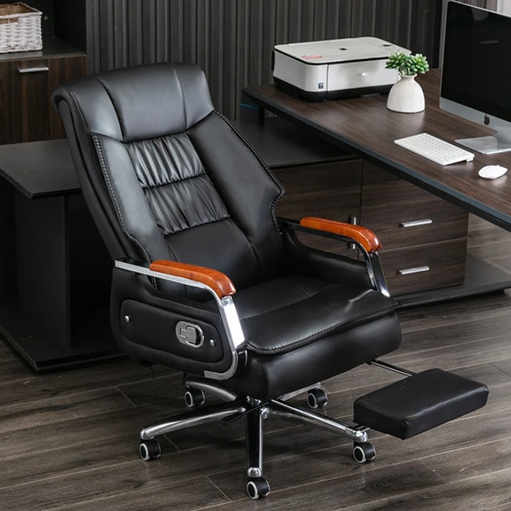 Contemporary Scandinavian Rectangular Aluminum Alloy Pine PU Leather Desk Chair Backrest Armrest Footrest For Home Office