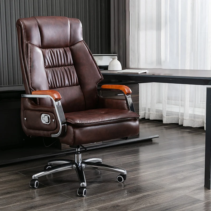 Contemporary Scandinavian Rectangular Aluminum Alloy Pine PU Leather Desk Chair Backrest Armrest Footrest For Home Office
