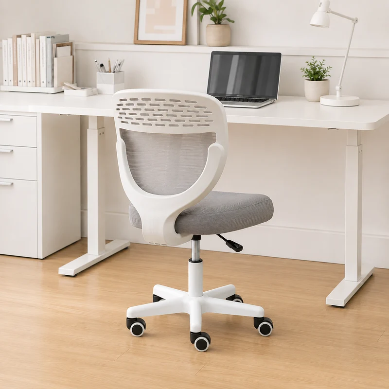 Contemporary Simplicity Round Mesh PP Desk Chair Backrest Armless For Home Office