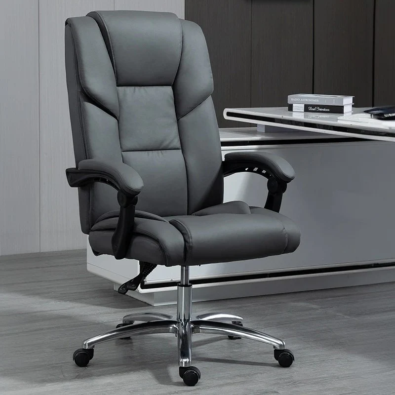 Contemporary Scandinavian Rectangular Aluminum Alloy Plastic Faux Leather Desk Chair Backrest Armrest Footrest For Home Office