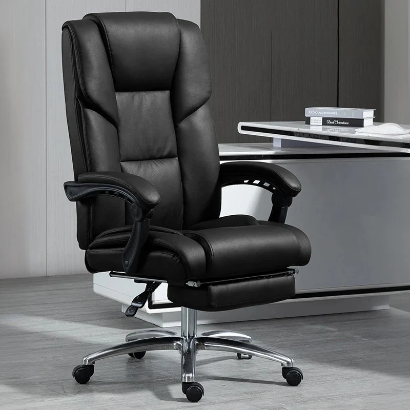 Contemporary Scandinavian Rectangular Aluminum Alloy Plastic Faux Leather Desk Chair Backrest Armrest Footrest For Home Office